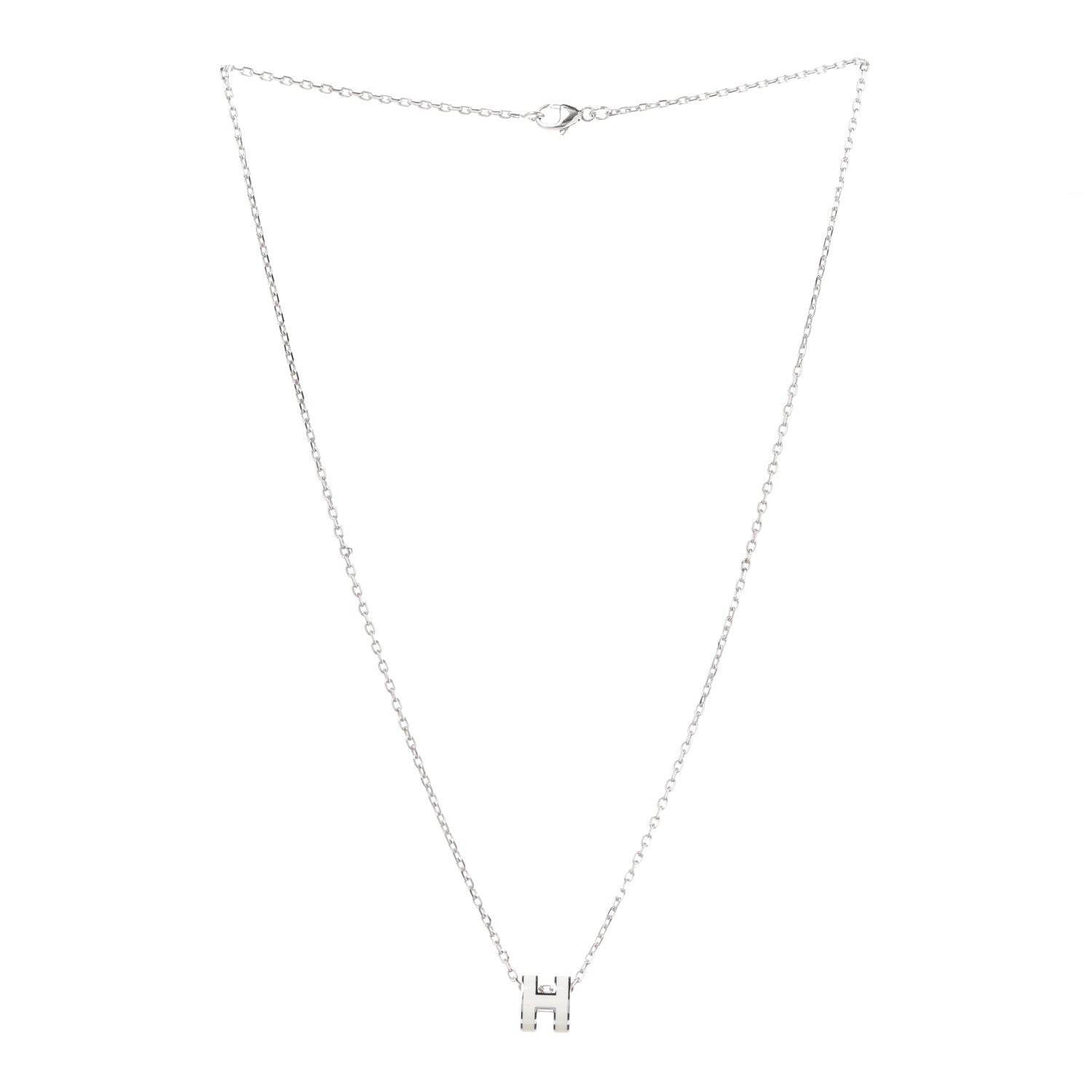 Hermes Lacquered Palladium Mini Pop H Pendant Necklace White 3 of 7