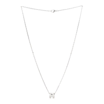 Hermes Lacquered Palladium Mini Pop H Pendant Necklace White 3 of 7