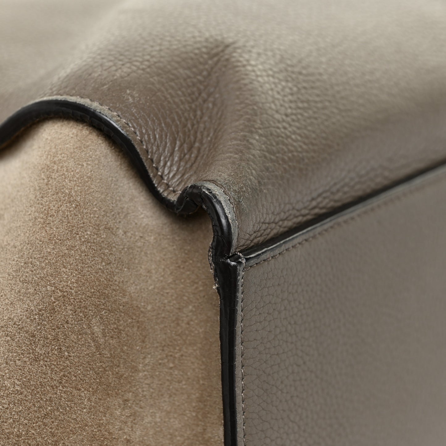Smooth Calfskin Suede Large Tri-Color Trapeze Brown