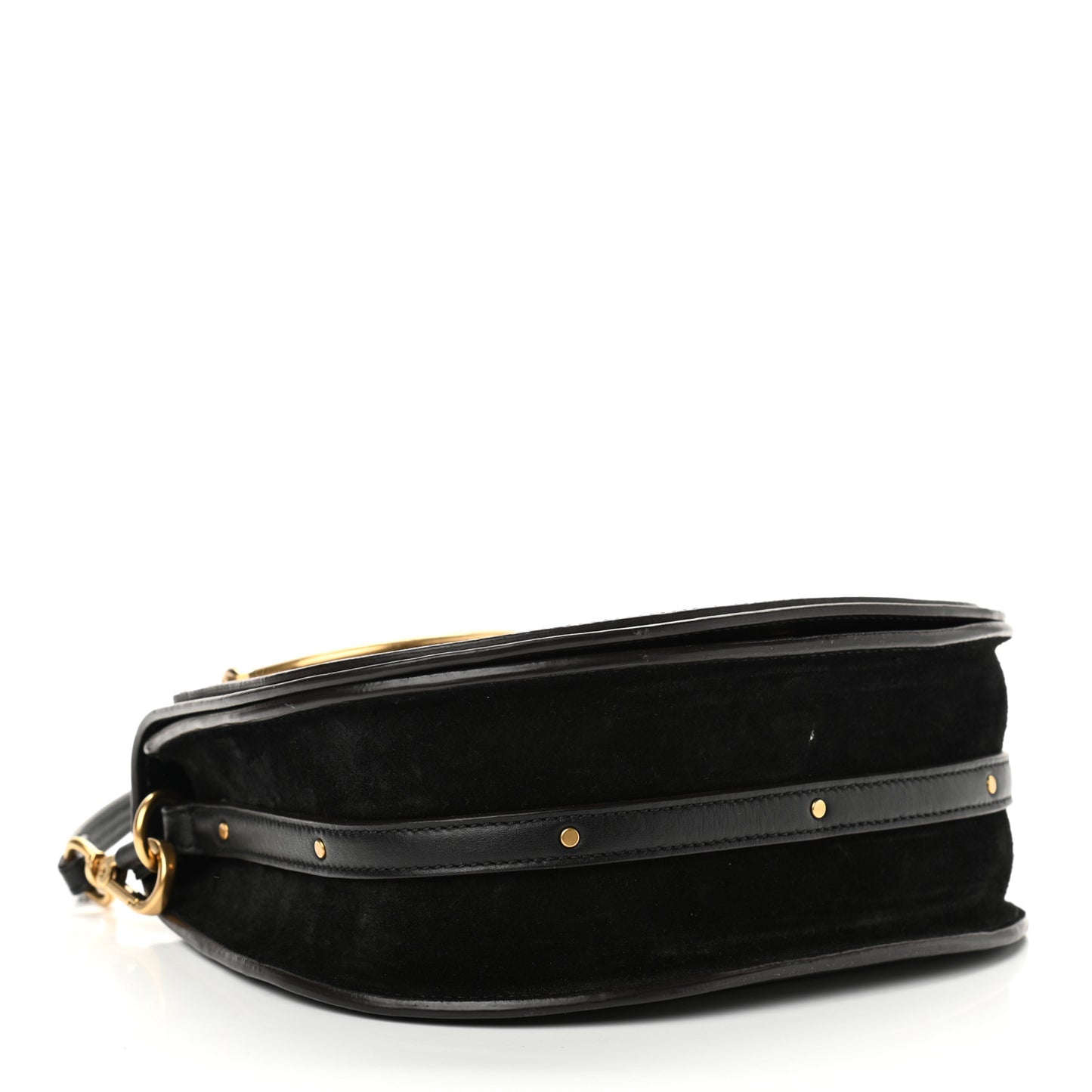 Calfskin Suede Medium Nile Bracelet Bag Black