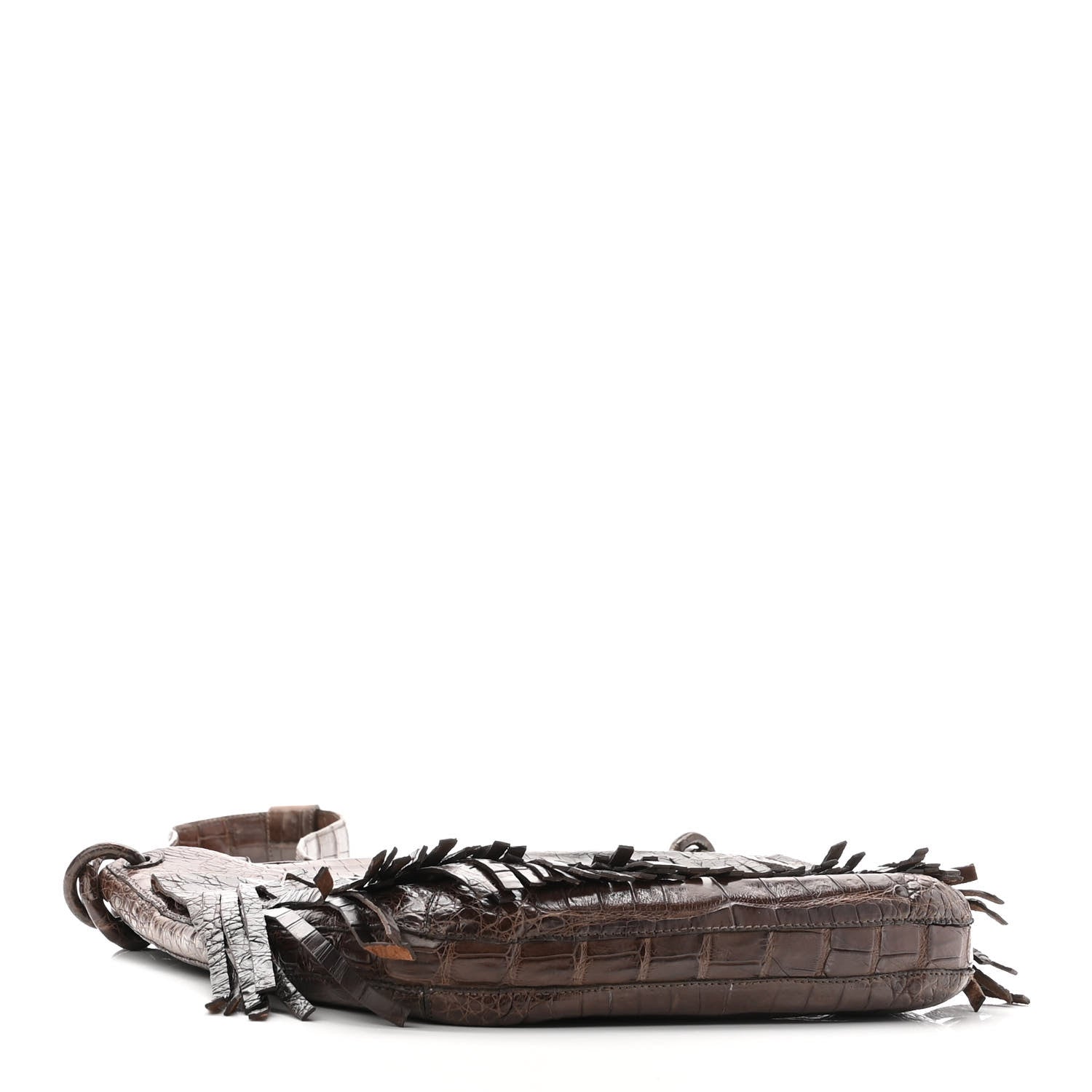 Nancy Gonzalez Crocodile Fringe Crossbody Clutch Brown 4 of 10