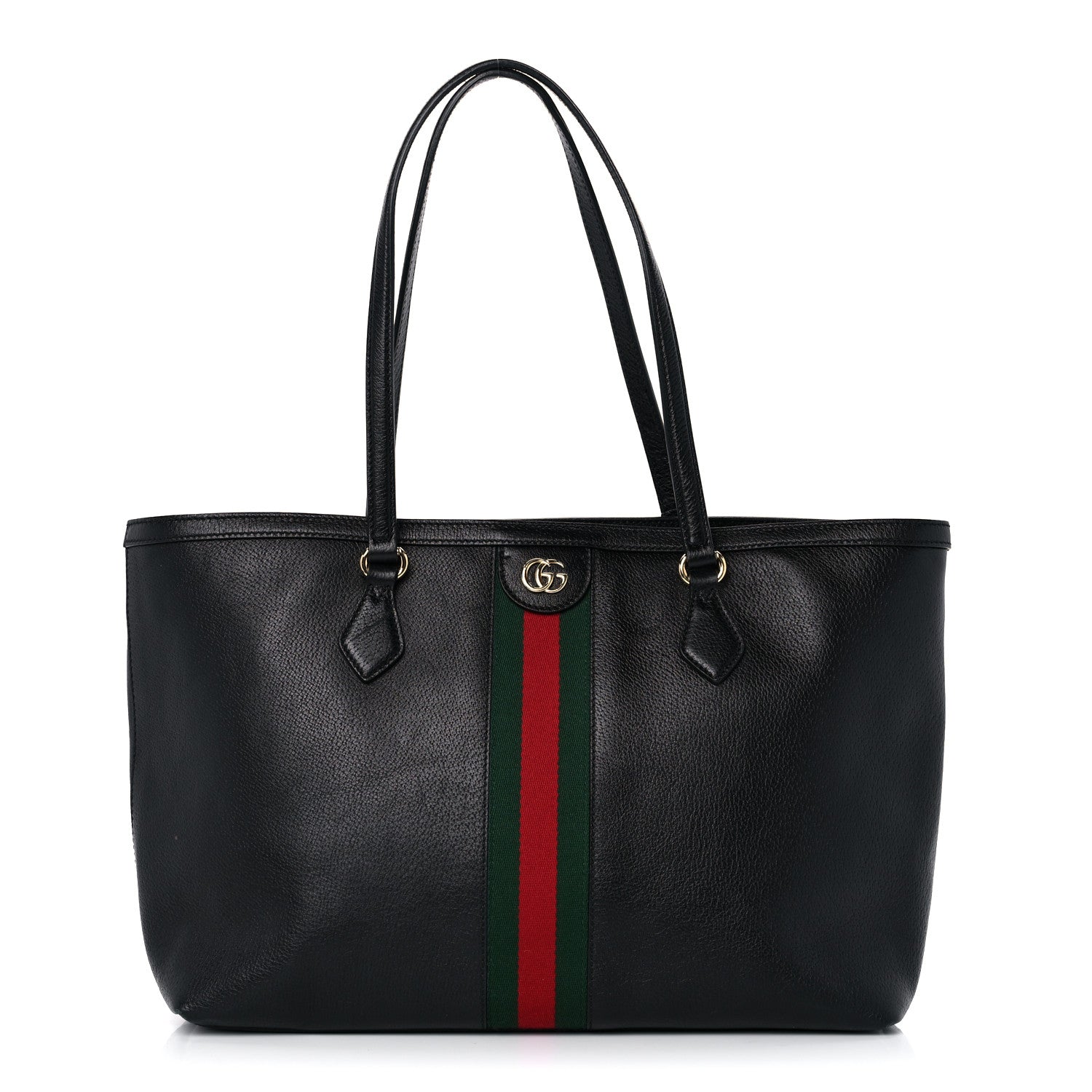 Gucci Textured Calfskin Web Medium Ophidia Shopping Tote Black 1 of 15
