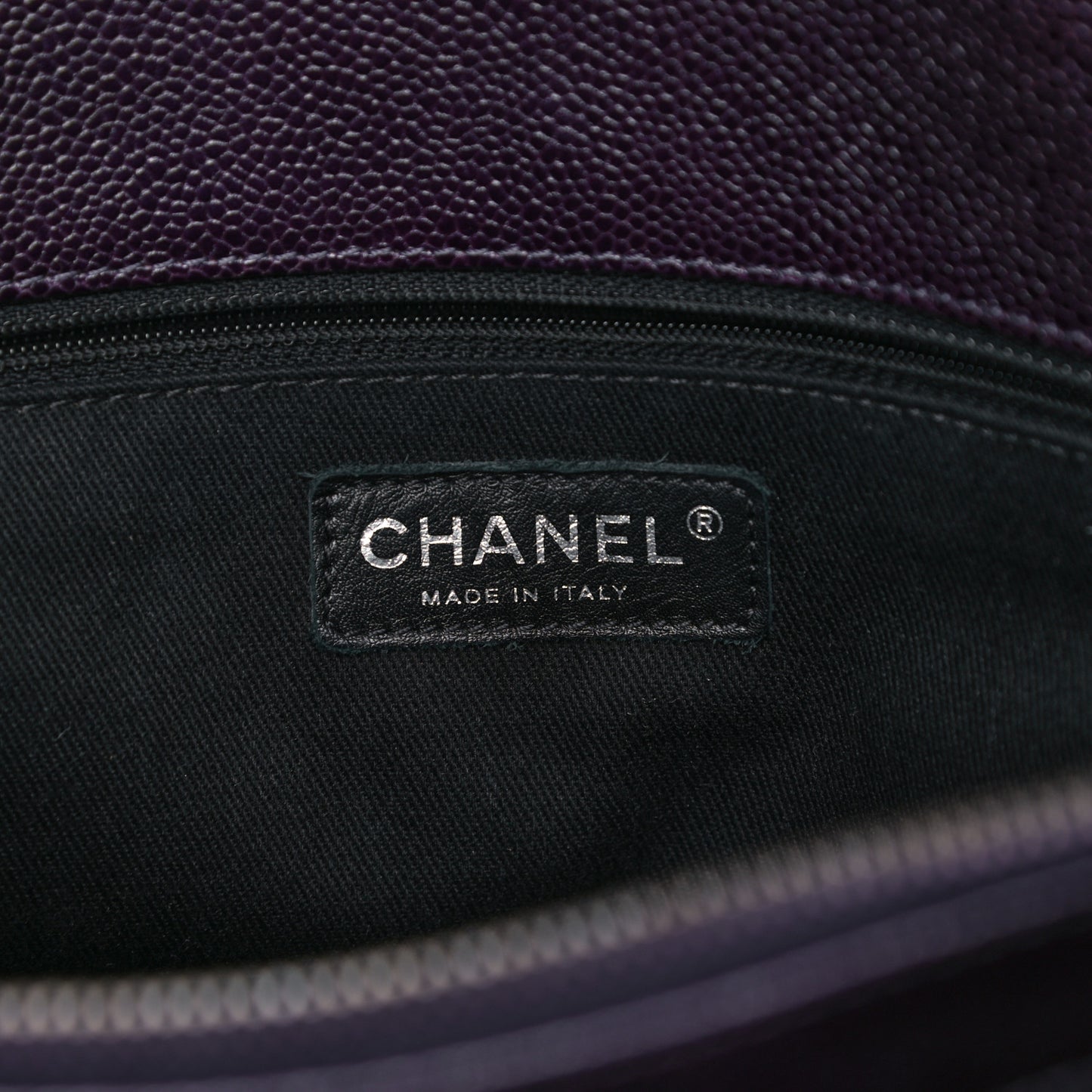 Iridescent Caviar Quilted Chic Shopping Tote Purple