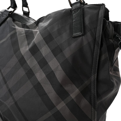 Burberry Nylon Check Small Buckleigh Packable Tote Charcoal 12 of 17