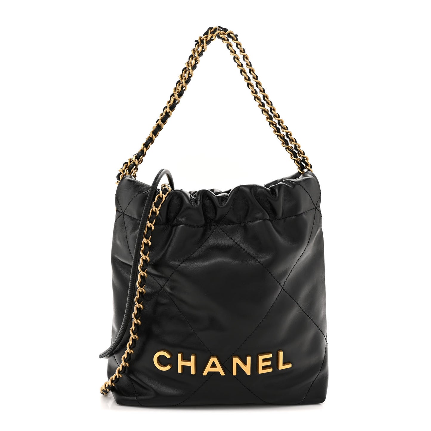 Shiny Calfskin Quilted Mini Chanel 22 Black