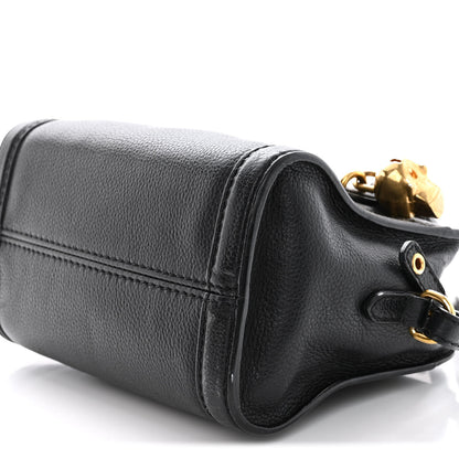 Alexander McQueen Pebbled Calfskin Mini Skull Padlock Zip Around Tote Black 10 of 15