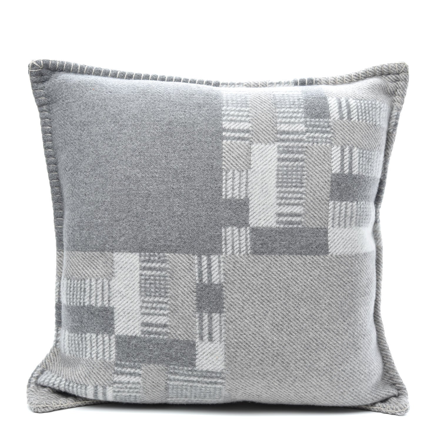 Hermes Wool Cashmere Avalon Paper Block Pillow Gris Acier 1 of 3