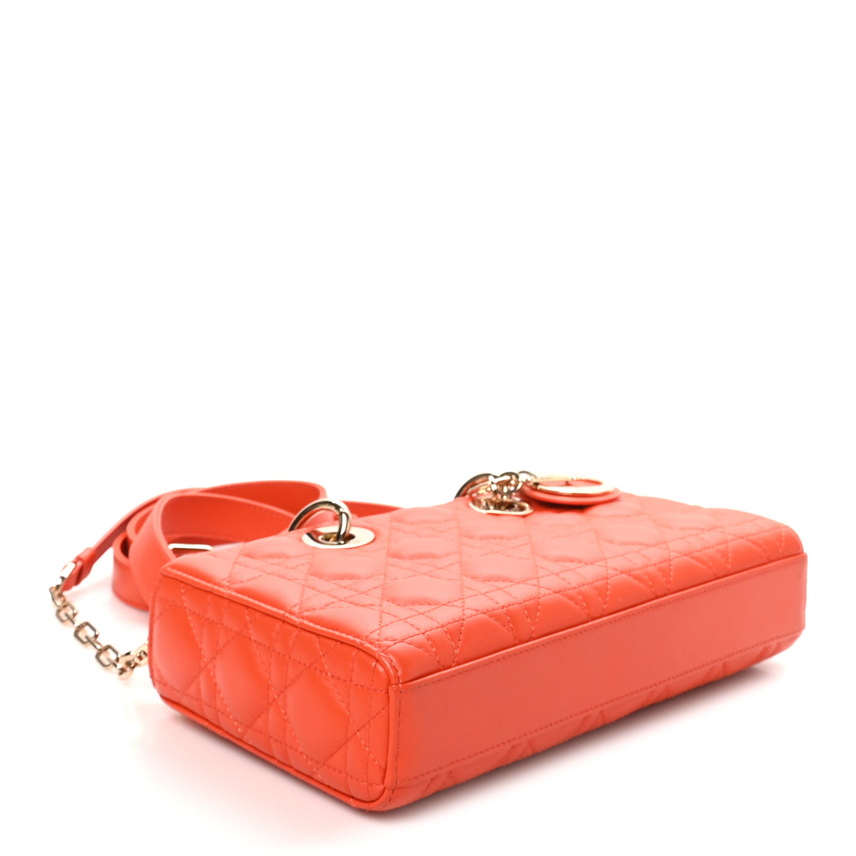Lambskin Cannage Small Lady D-Joy Orange