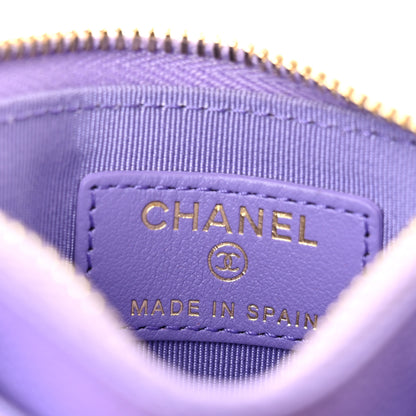 Chanel Caviar Quilted CC Zip Card Holder Purple 6 of 8