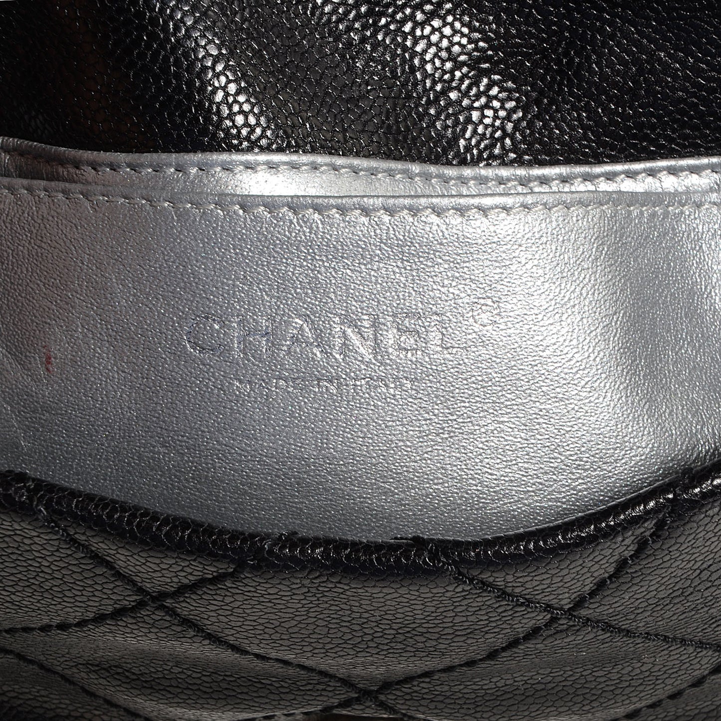 Glazed Caviar Mini Modern Chain Flap Black