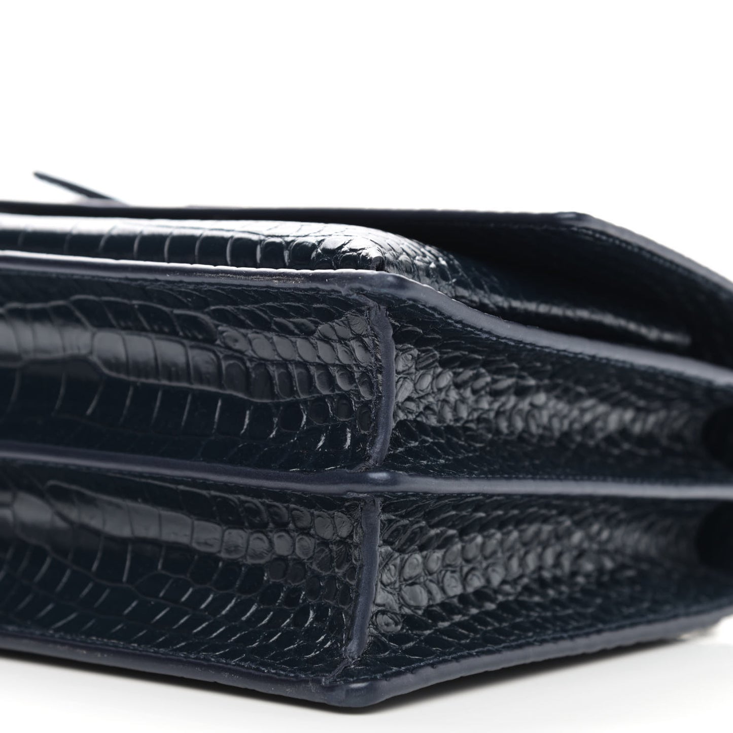 Calfskin Crocodile Embossed Medium Monogram Sunset Navy