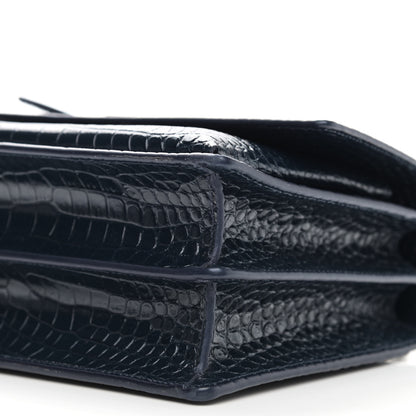 Saint Laurent Calfskin Crocodile Embossed Medium Monogram Sunset Navy 10 of 10