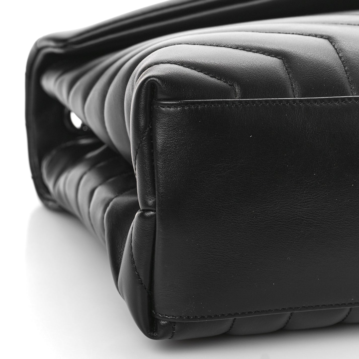 Calfskin Y Quilted Monogram Monochrome Medium Loulou Chain Satchel Black