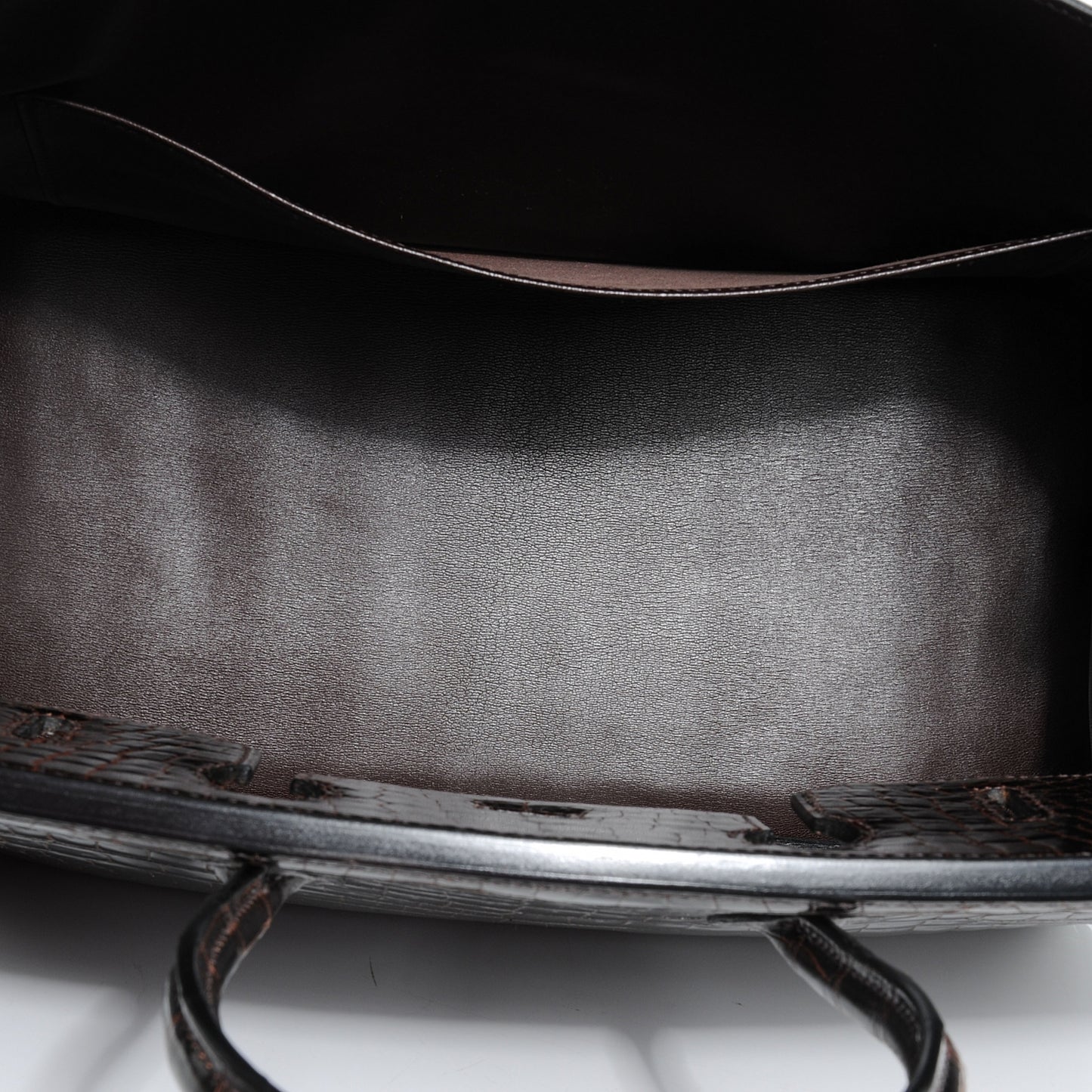 Shiny Porosus Crocodile Birkin 35 Cocoan