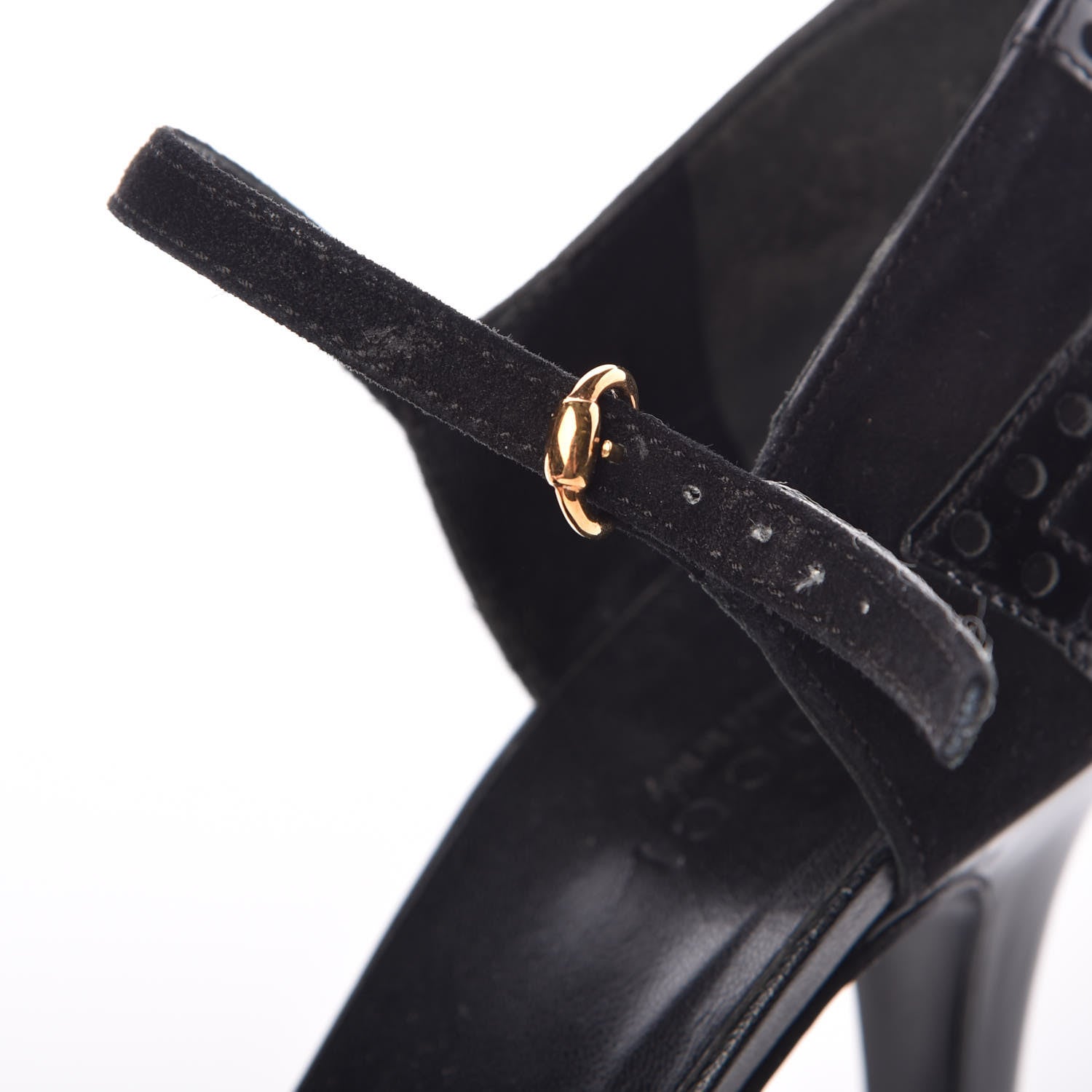 Gucci Patent Suede Oxford Platform Pumps 7 Black 13 of 17
