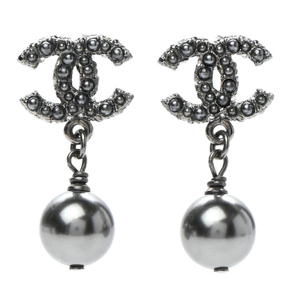 Chanel Ruthenium Pearl CC Drop Earrings Grey 1 of 5