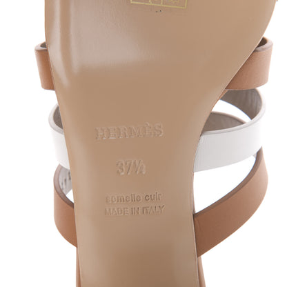 Hermes Calfskin Amica Sandals 37.5 White Natural 8 of 10