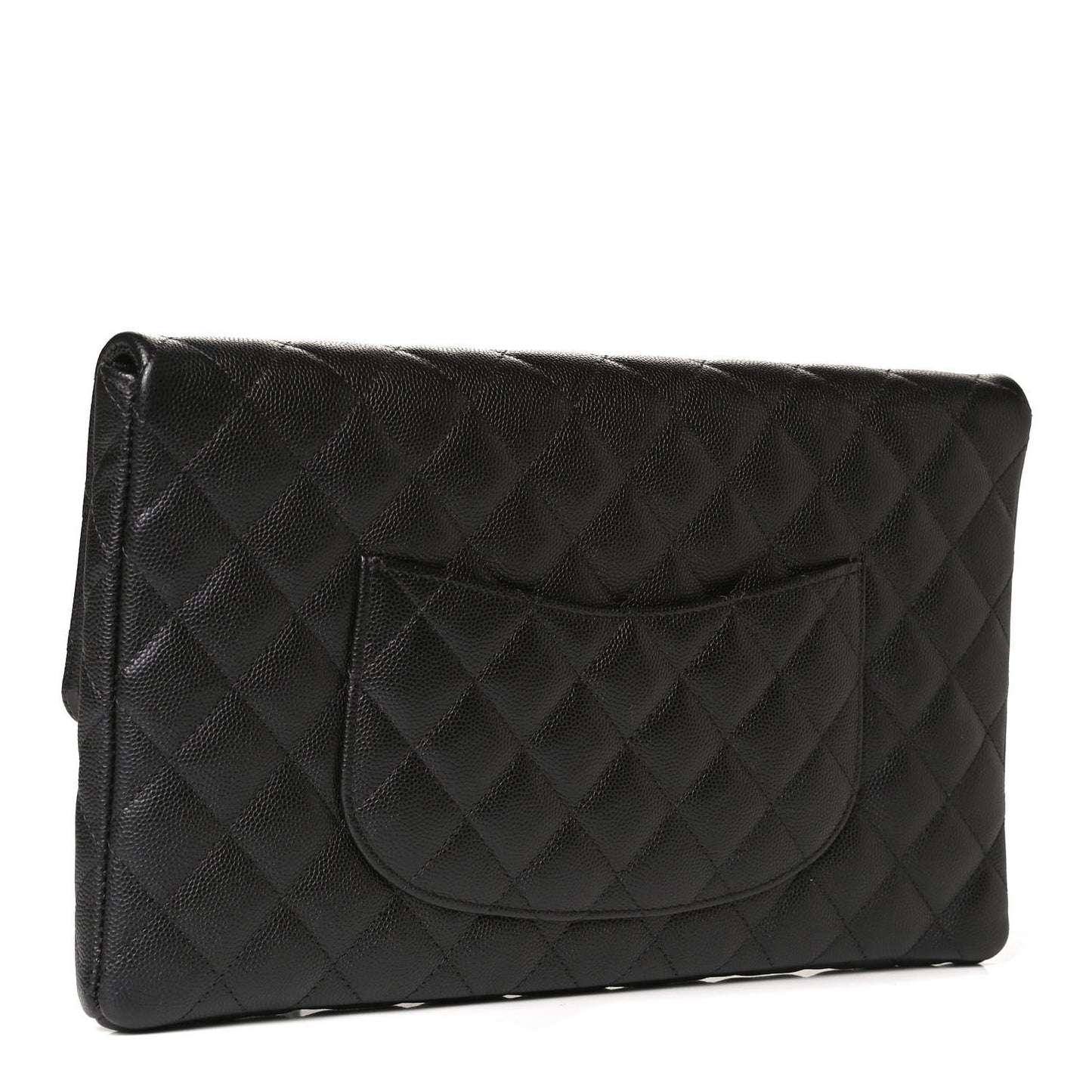 Caviar Quilted Flap Clutch Black