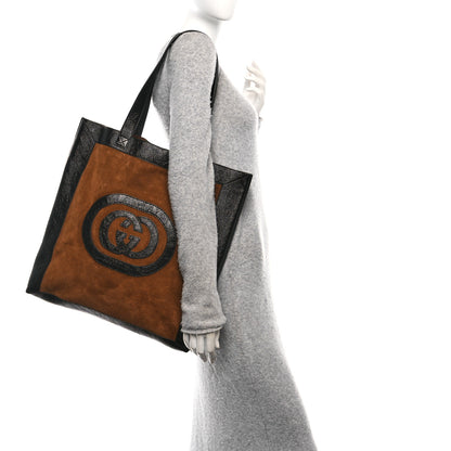 Gucci Suede Large Ophidia Vertical Shopping Tote Chestnut 2 of 11