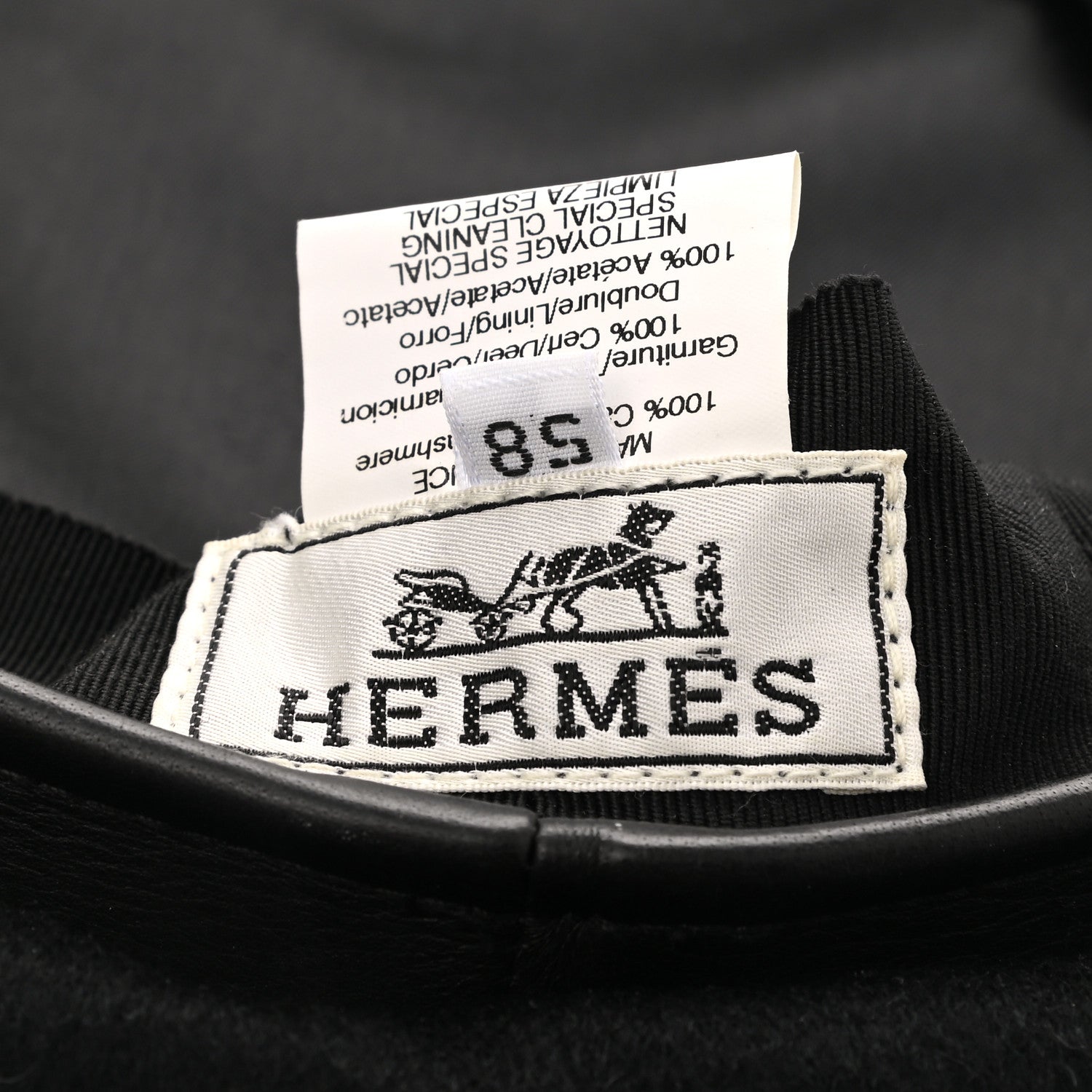 Hermes Cashmere Deerskin Beret 58 Black 8 of 8