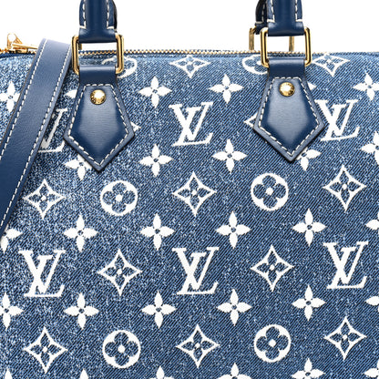 Louis Vuitton Monogram Jacquard Denim Speedy Bandouliere 25 Bleu 7 of 9