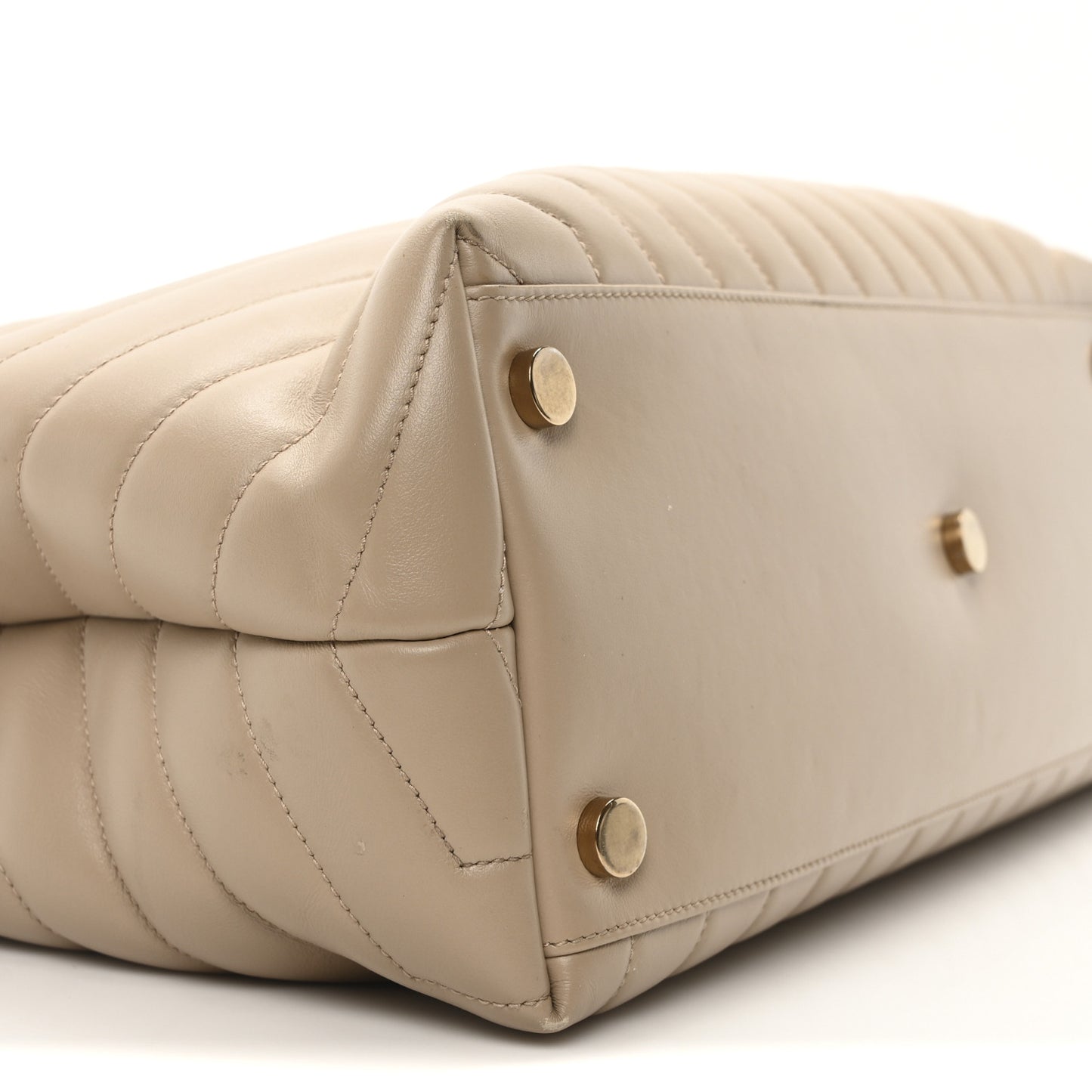 Calfskin Matelasse Large Loulou Monogram Chain Satchel Dark Beige