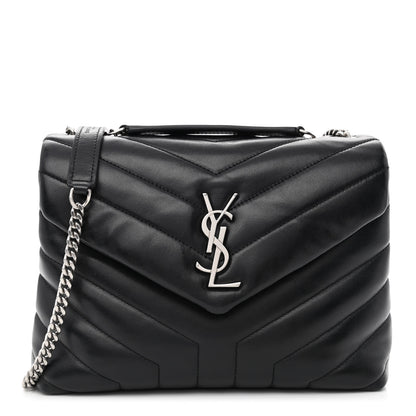 Saint Laurent Calfskin Y Quilted Monogram Small Loulou Chain Satchel Black 1 of 9