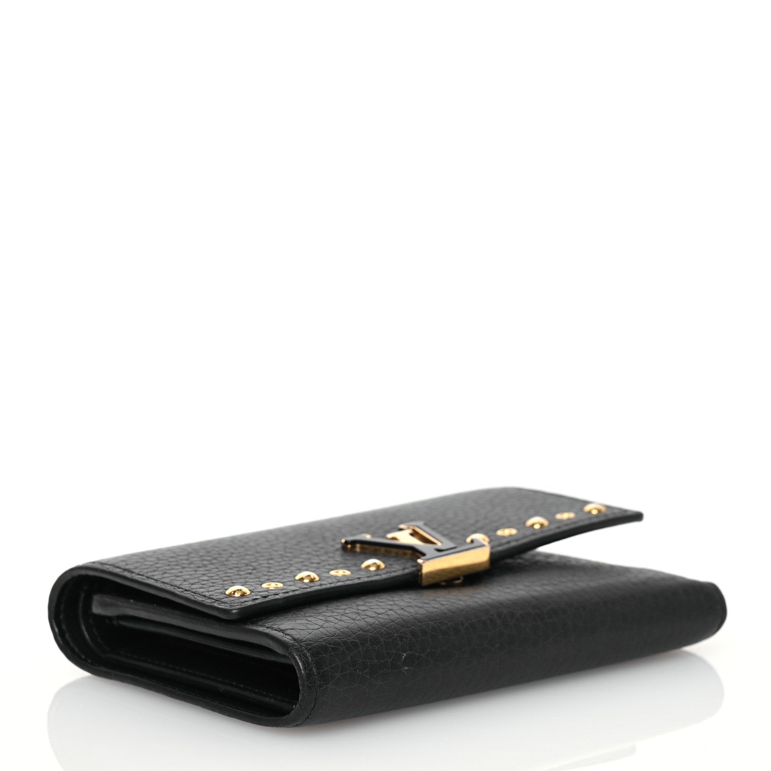 Louis Vuitton Taurillon Capucines Studded Compact Wallet Black 4 of 11