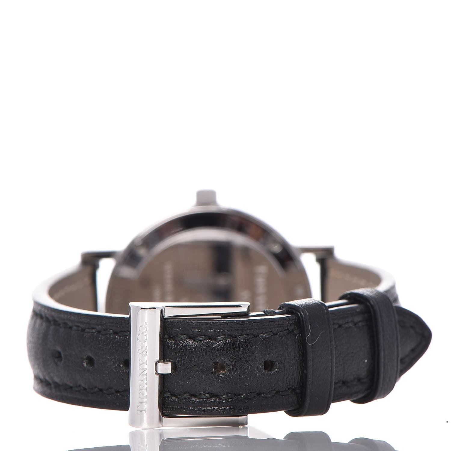 Tiffany Sterling Silver Calfskin 29mm Atlas Quartz Watch Black 3 of 10