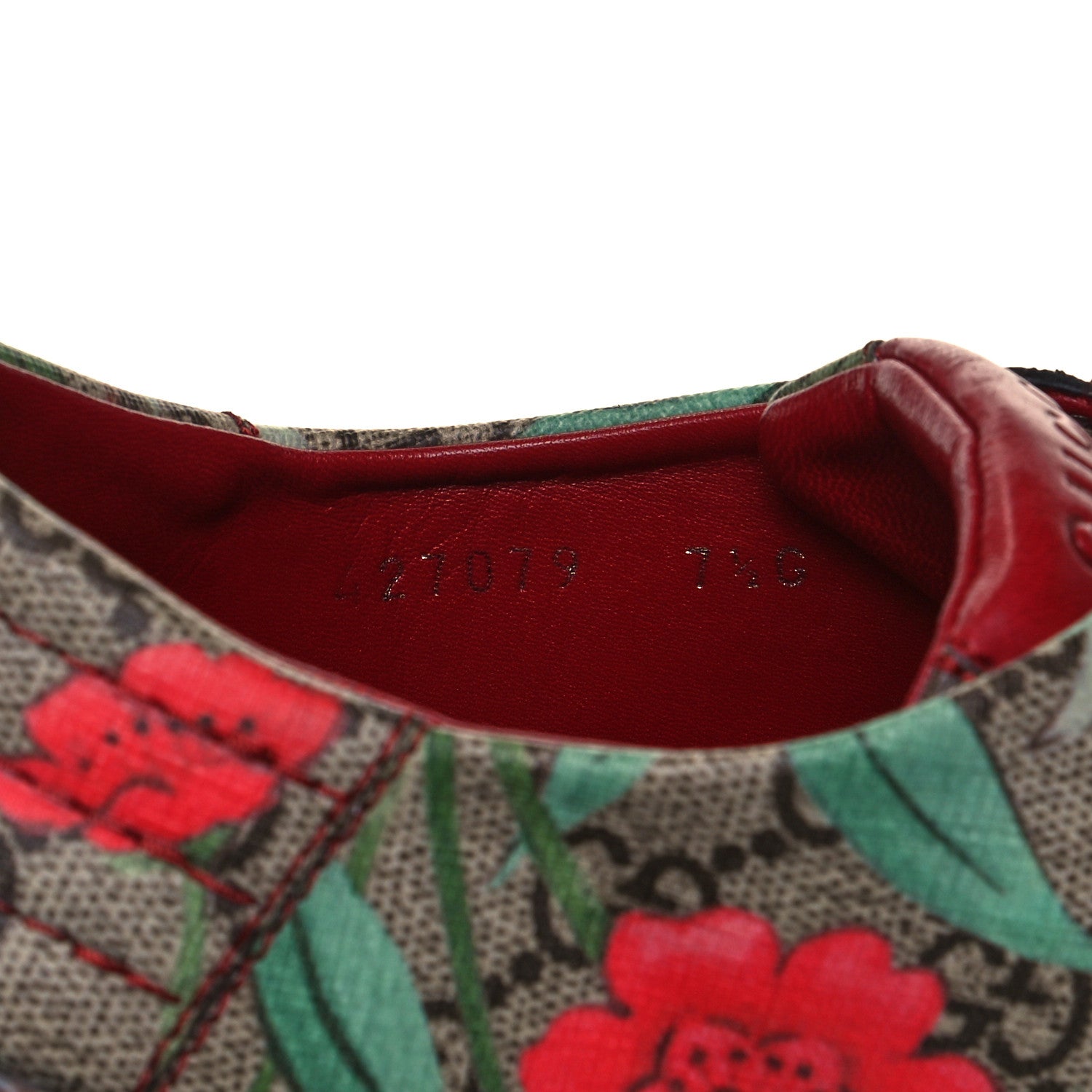 Gucci GG Supreme Monogram Tian Mens Low Top Sneakers 7.5 Beige Multicolor Red 8 of 9