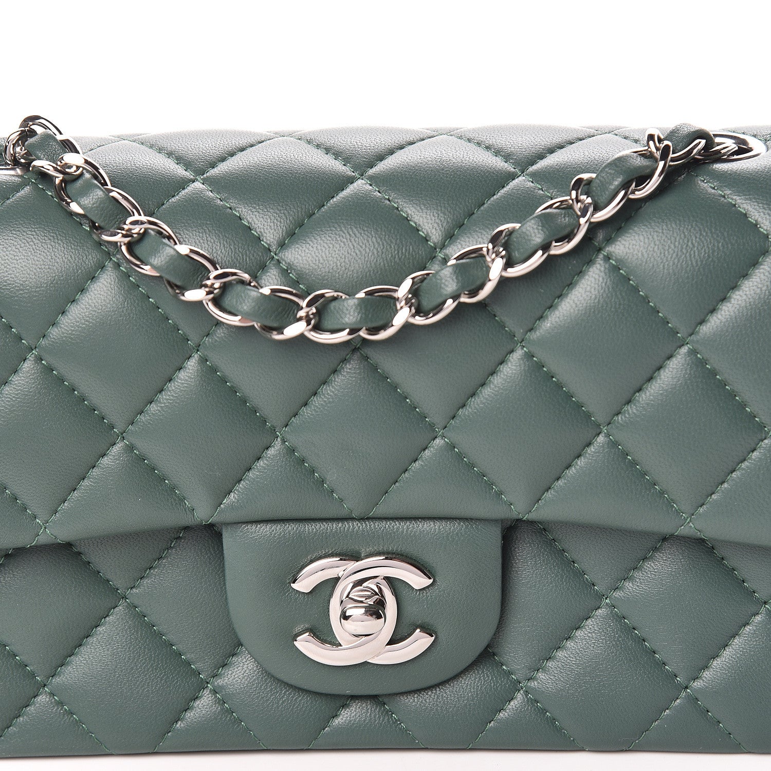 Chanel Lambskin Quilted Mini Rectangular Flap Green 8 of 12