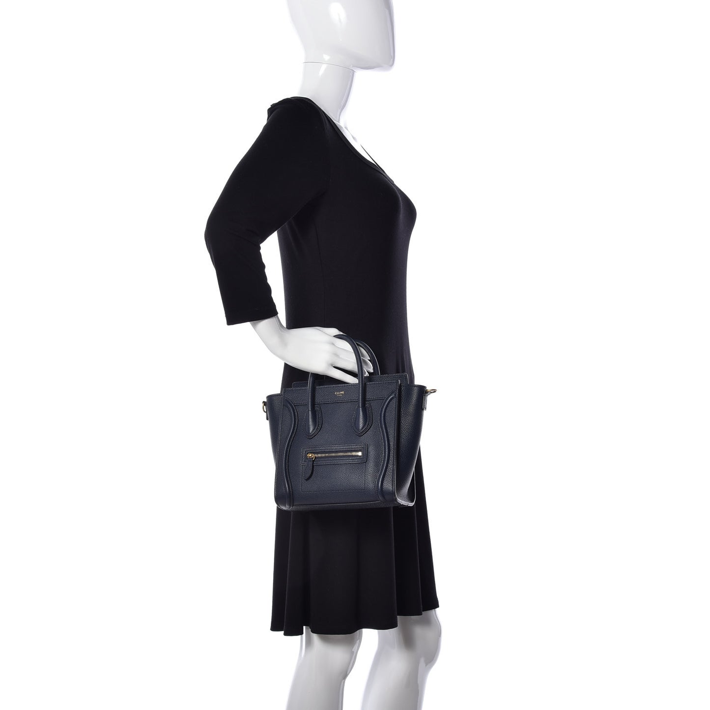 Drummed Calfskin Nano Luggage Navy Blue