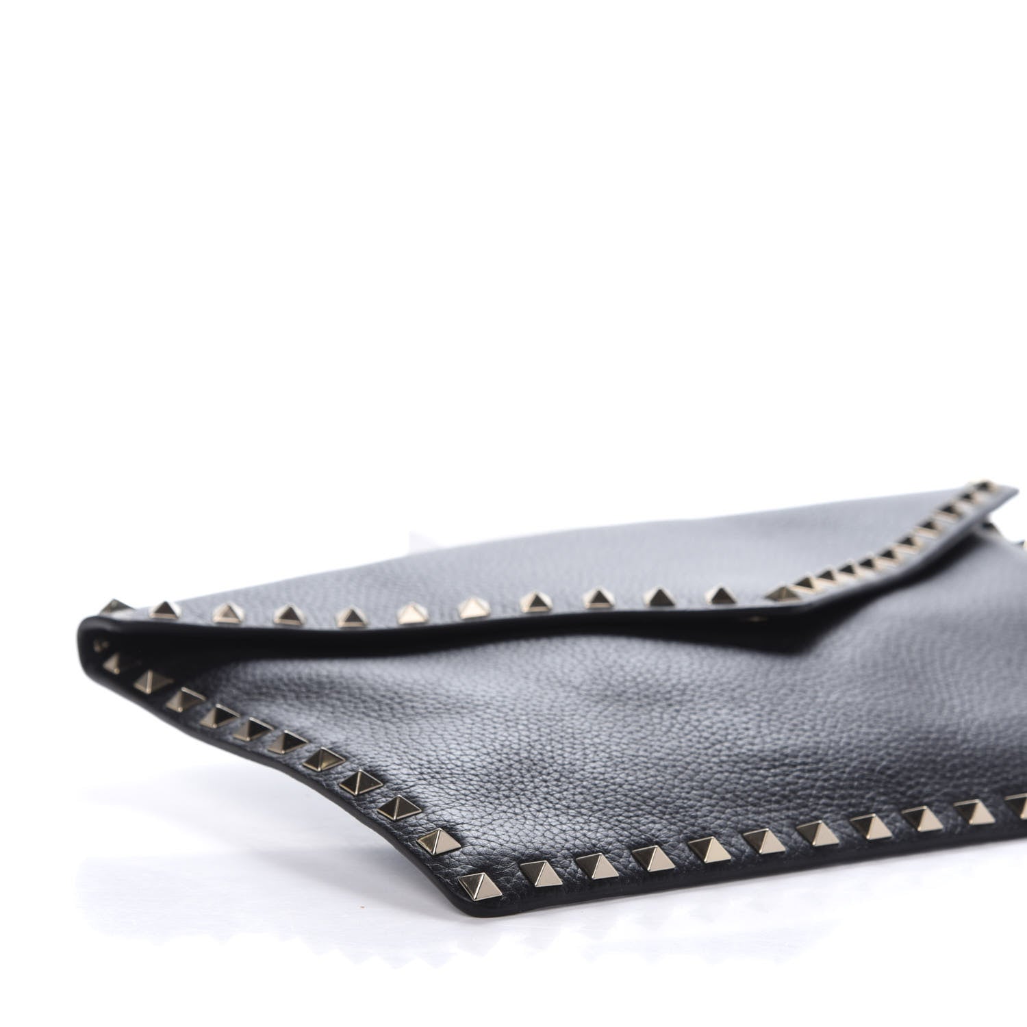Valentino Garavani Pebbled Calfskin Large Rockstud Envelope Clutch Black 6 of 9