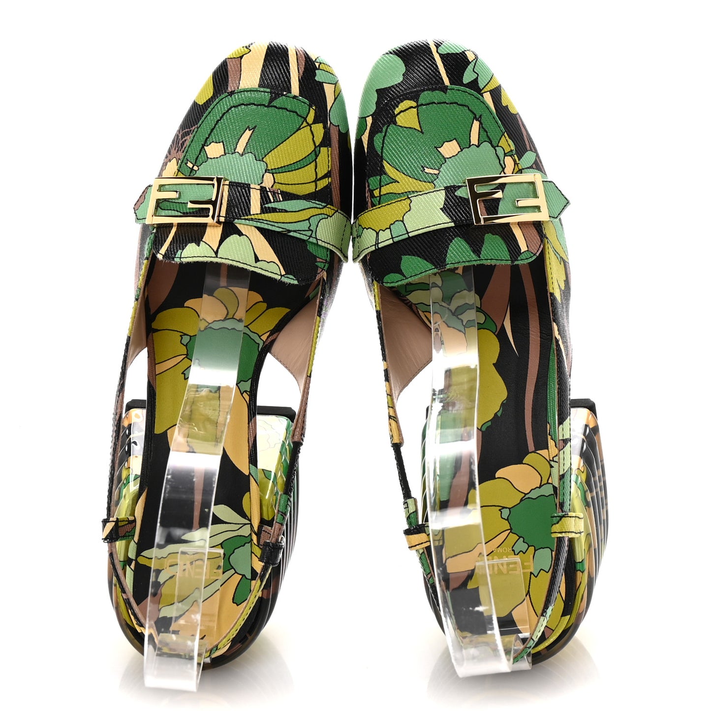 Calfskin Promenade Slingback Loafer Pumps 35 Black Multicolor