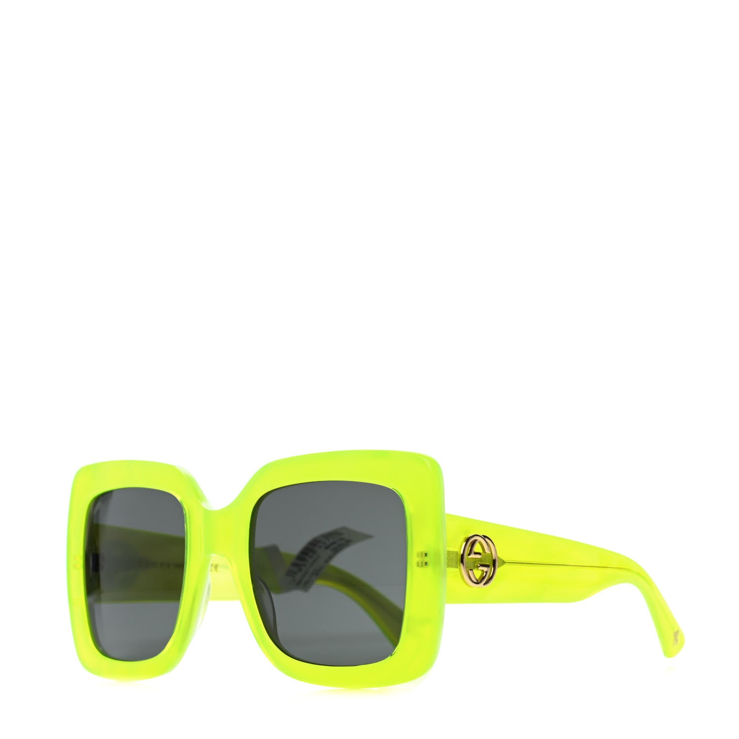 Gucci Acetate Square Frame Sunglasses GG0083S Neon Green 1 of 4
