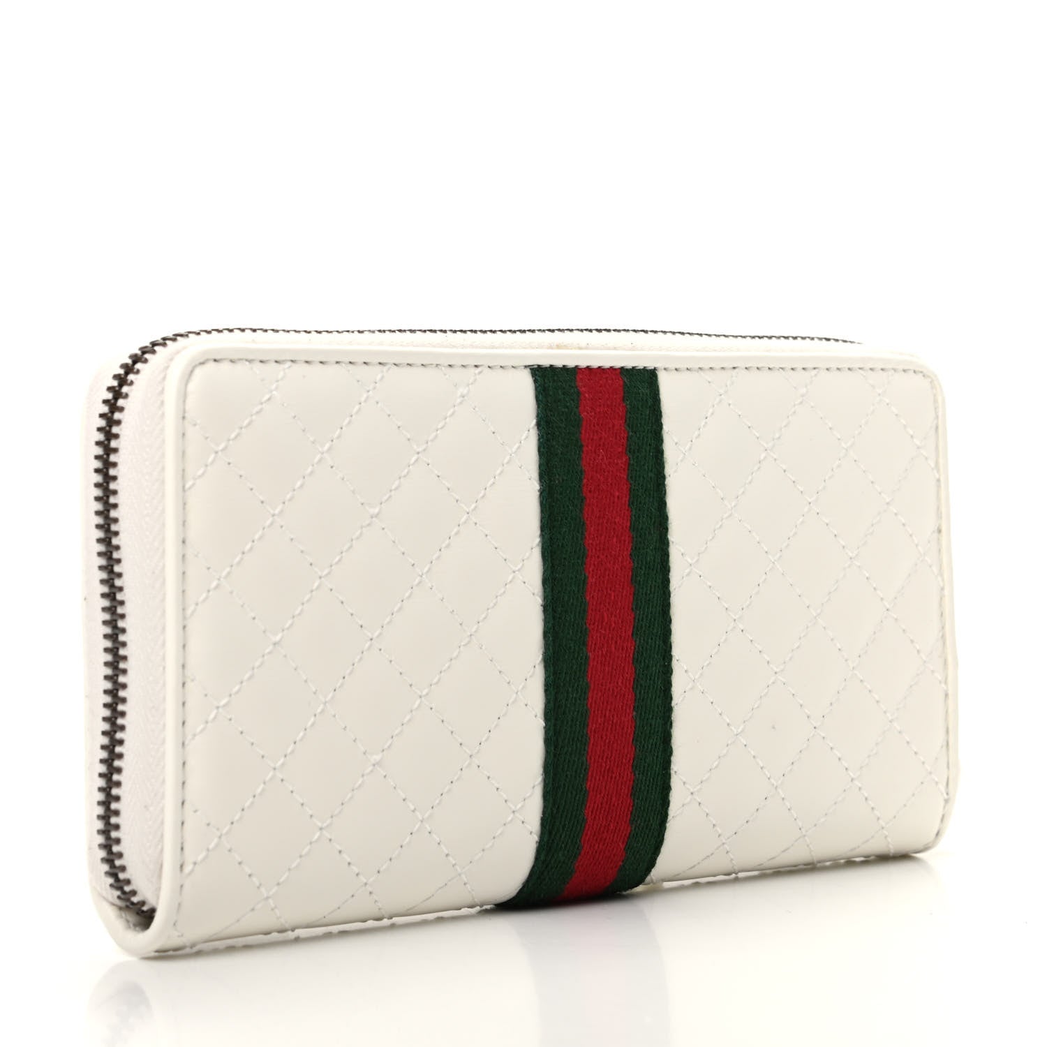 Gucci Calfskin Web Trapuntata GG Zip Around Wallet Off White 3 of 8