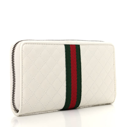 Gucci Calfskin Web Trapuntata GG Zip Around Wallet Off White 3 of 8