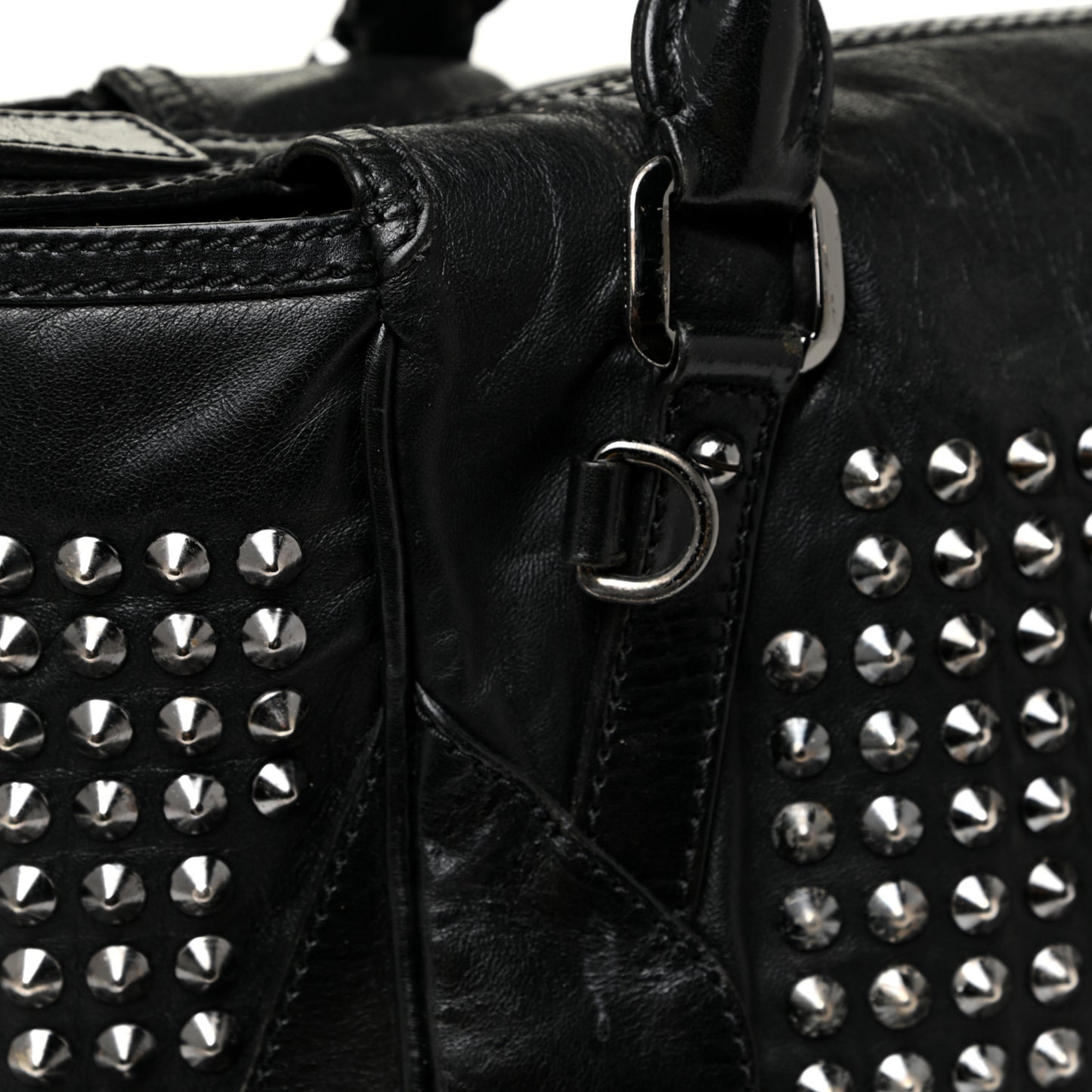 Lambskin Studded Small Edenham Satchel Black