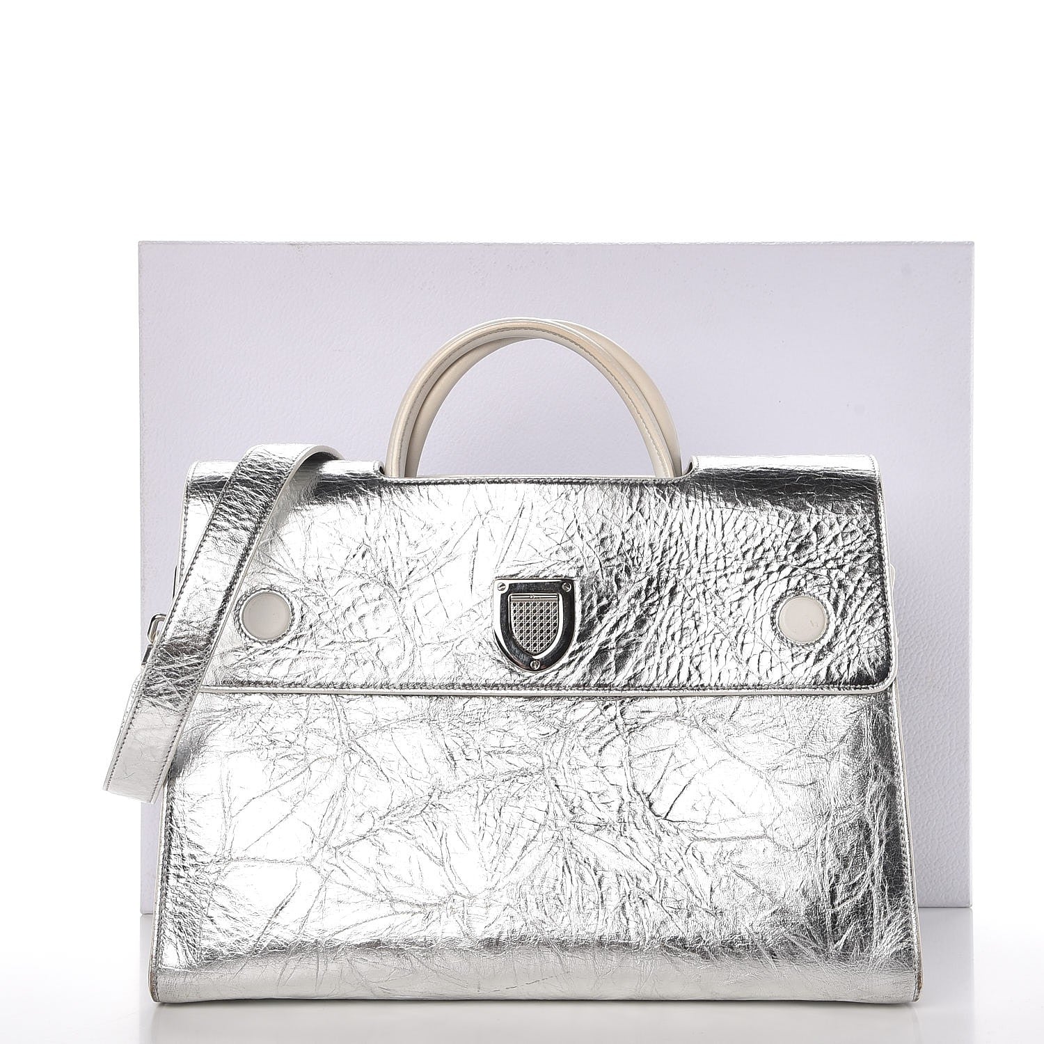 Christian Dior Metallic Calfskin Large Diorever Flap Silver 15 of 15