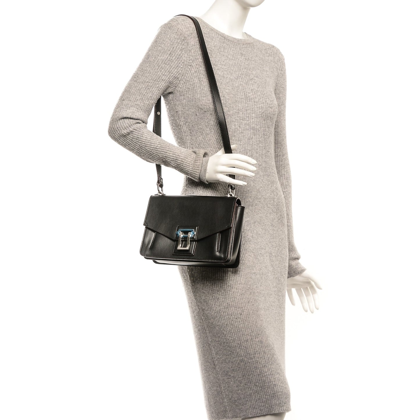 Smooth Leather Hava Shoulder Bag Black