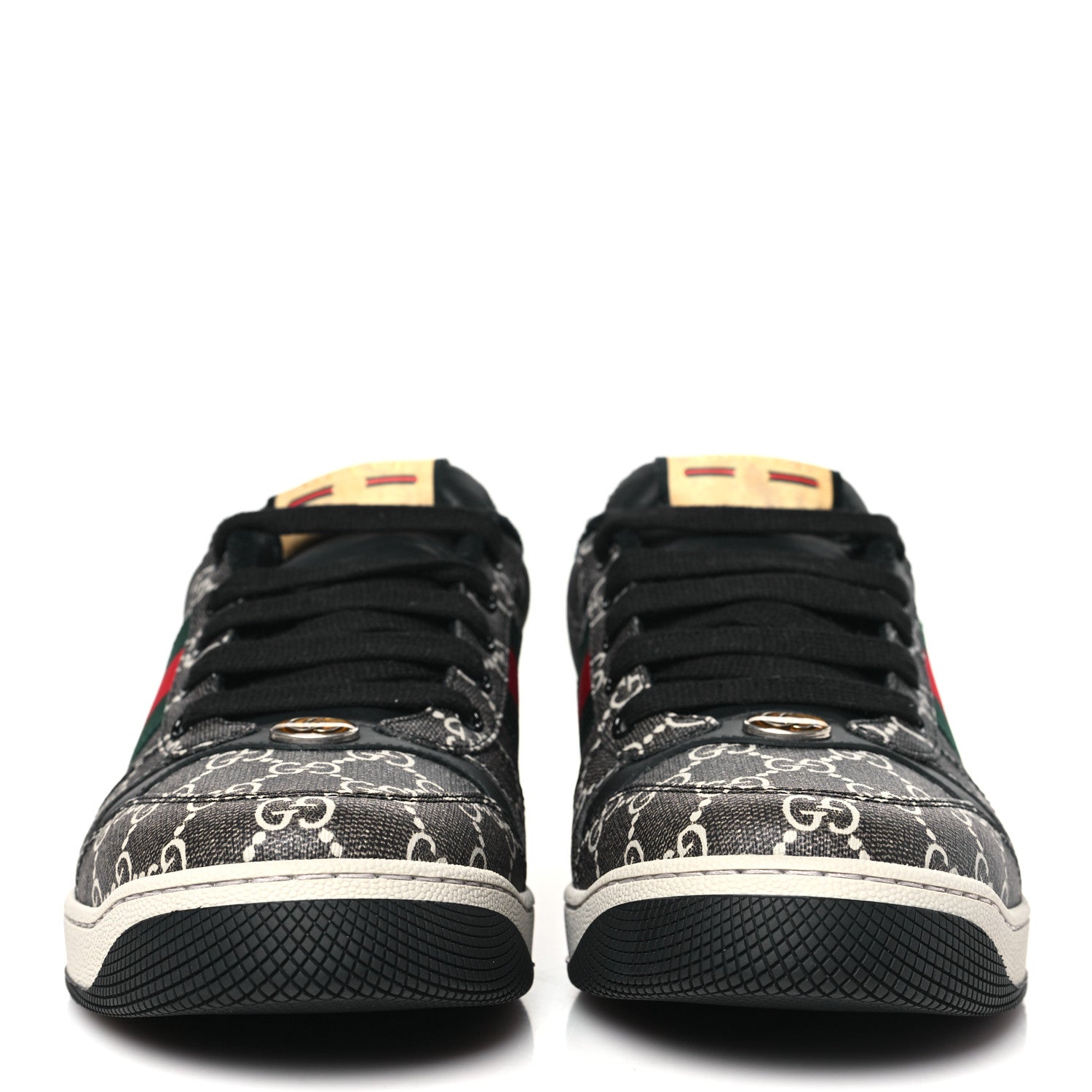 Gucci GG Supereme Monogram Miro Soft Calfskin Web Mens Screener Sneakers 8.5 Black Grey Sky 2 of 10