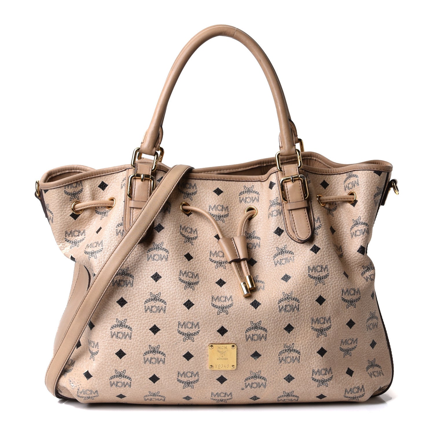MCM Visetos Medium Drawstring Shopper Beige 1 of 12