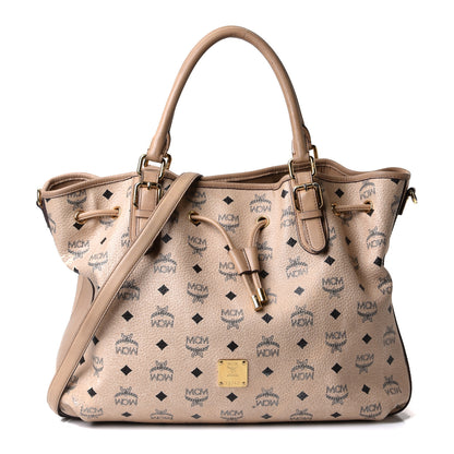 MCM Visetos Medium Drawstring Shopper Beige 1 of 12