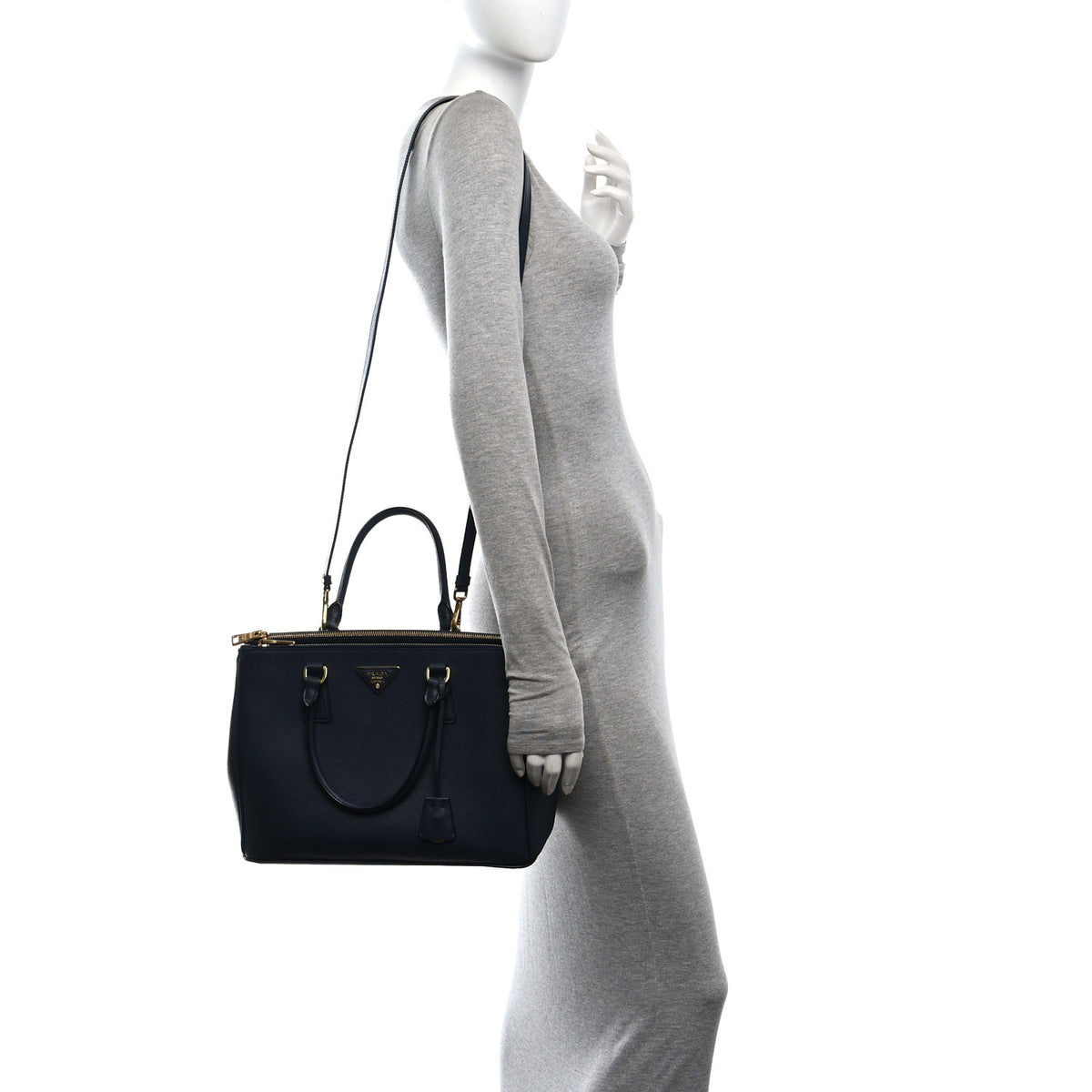 Prada Saffiano Small Galleria Double Zip Tote Baltico 2 of 10