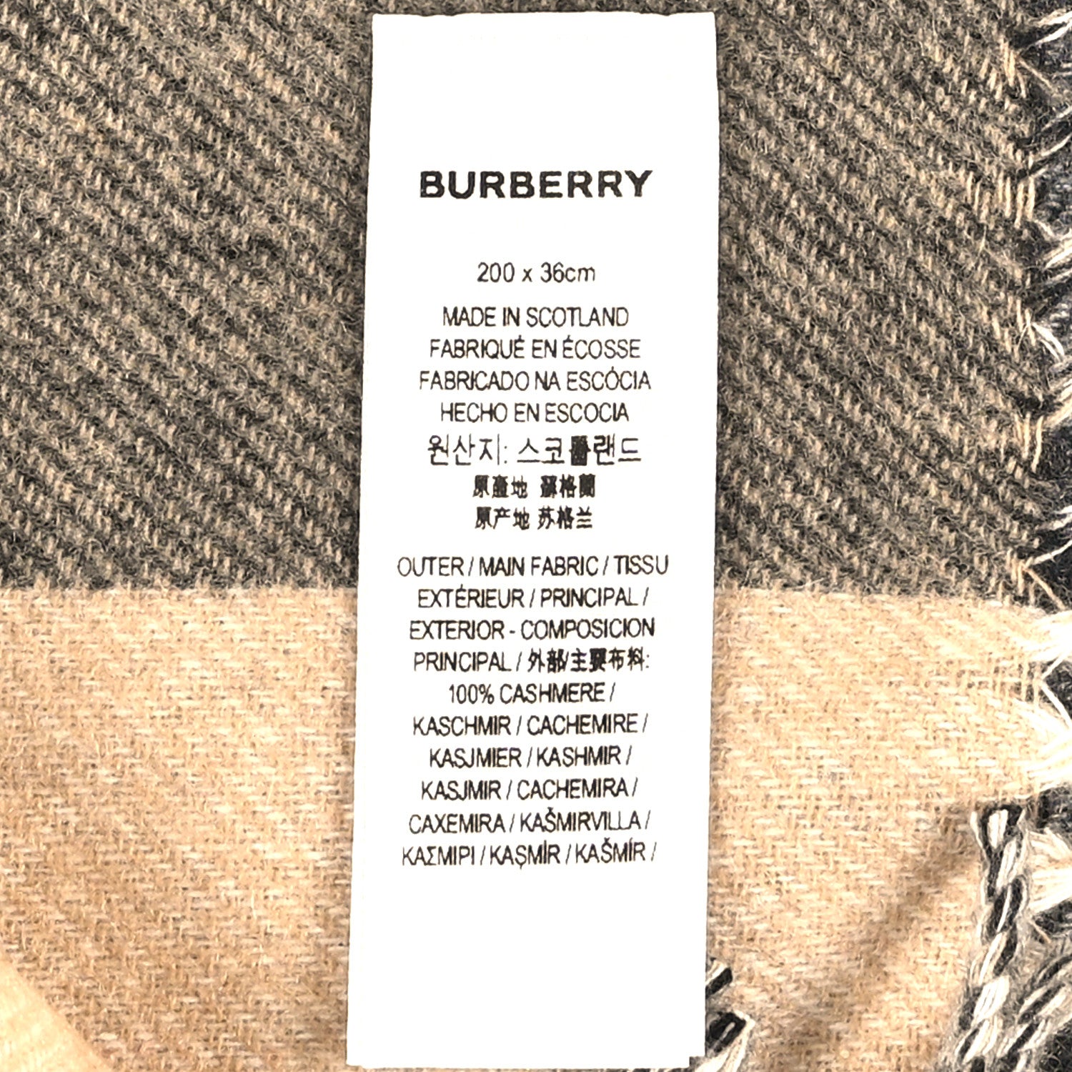 Burberry Cashmere Half Mega Check Monogram TB Reversible Fringe Scarf Black White 5 of 6