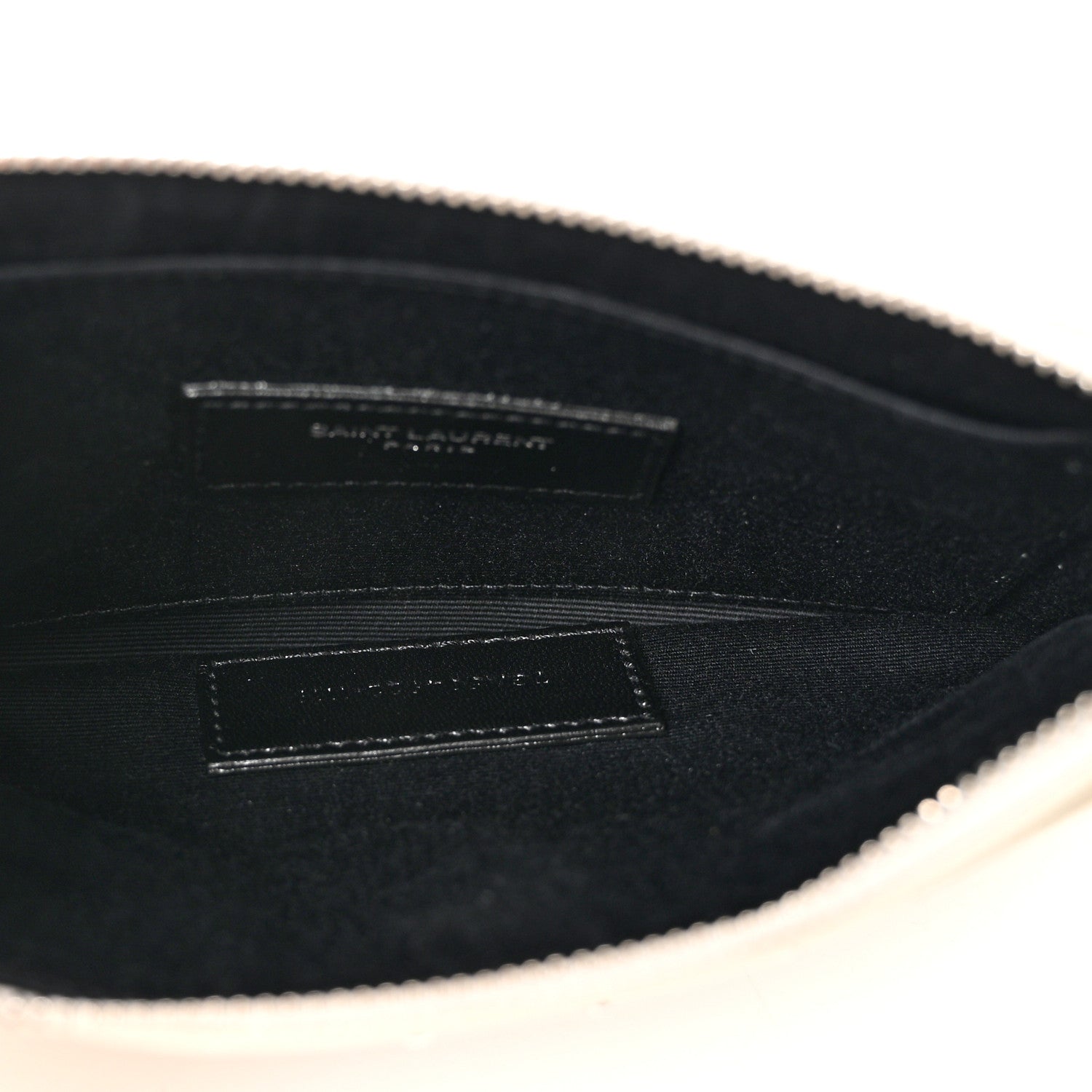 Saint Laurent Grain De Poudre Matelasse Chevron Monogram Bill Pouch Blanc Vintage 5 of 9