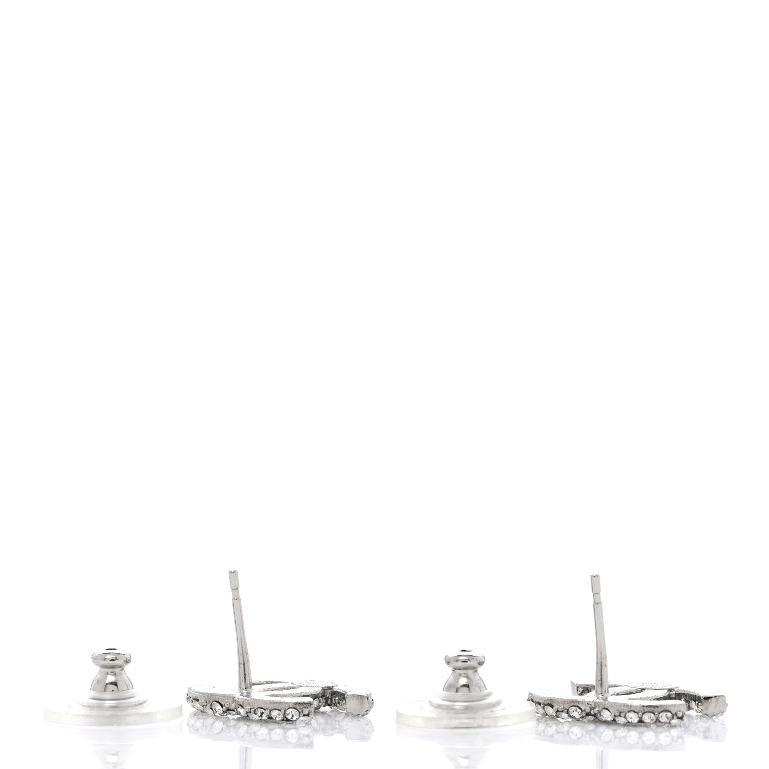 Chanel Crystal CC Earrings Silver 4 of 5