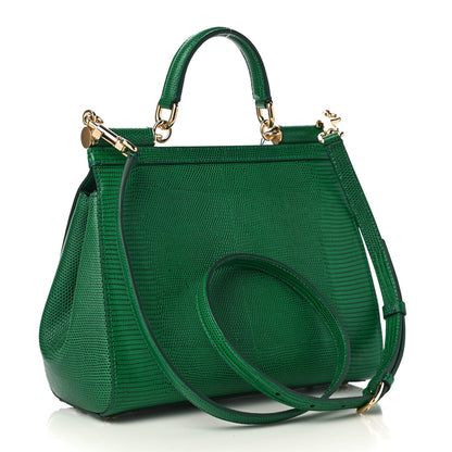 Dolce & Gabbana Stampa Iguana Crystal Medium Miss Sicily Satchel Green 3 of 10