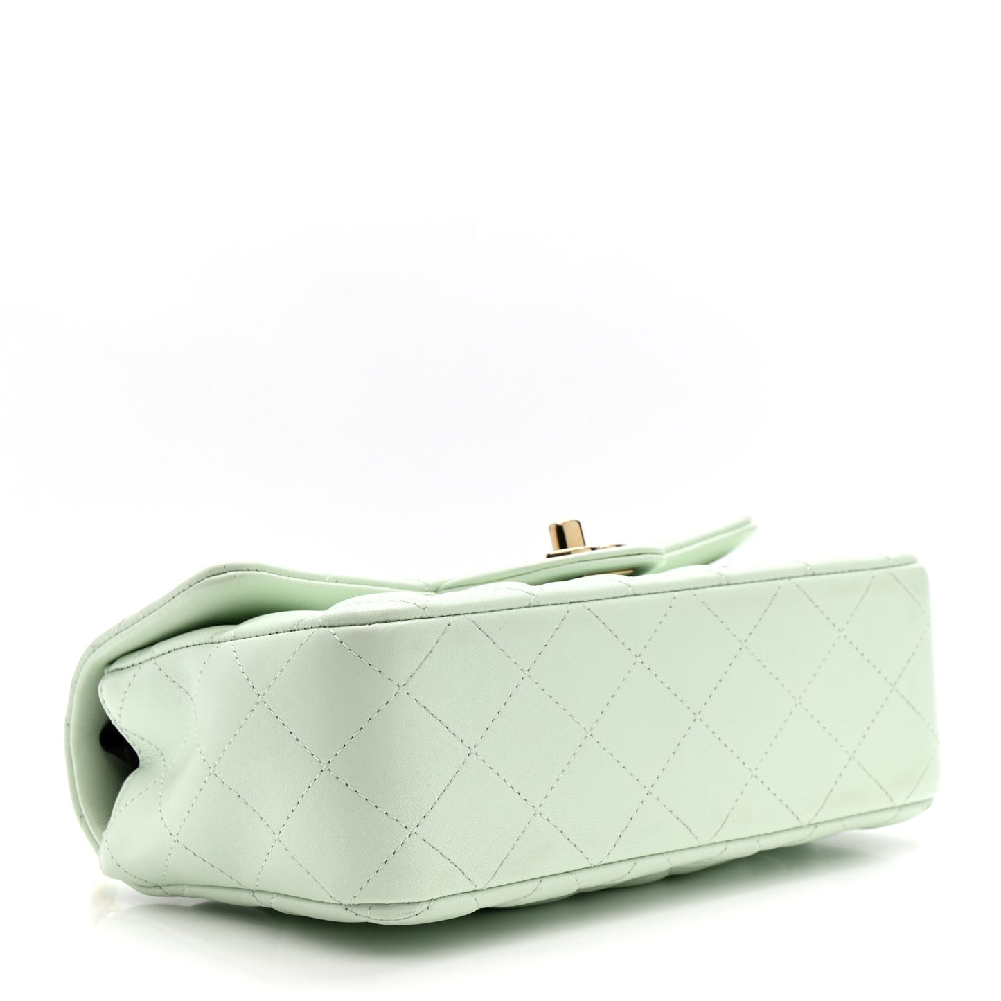 Lambskin Quilted Mini Rectangular Flap Light Green