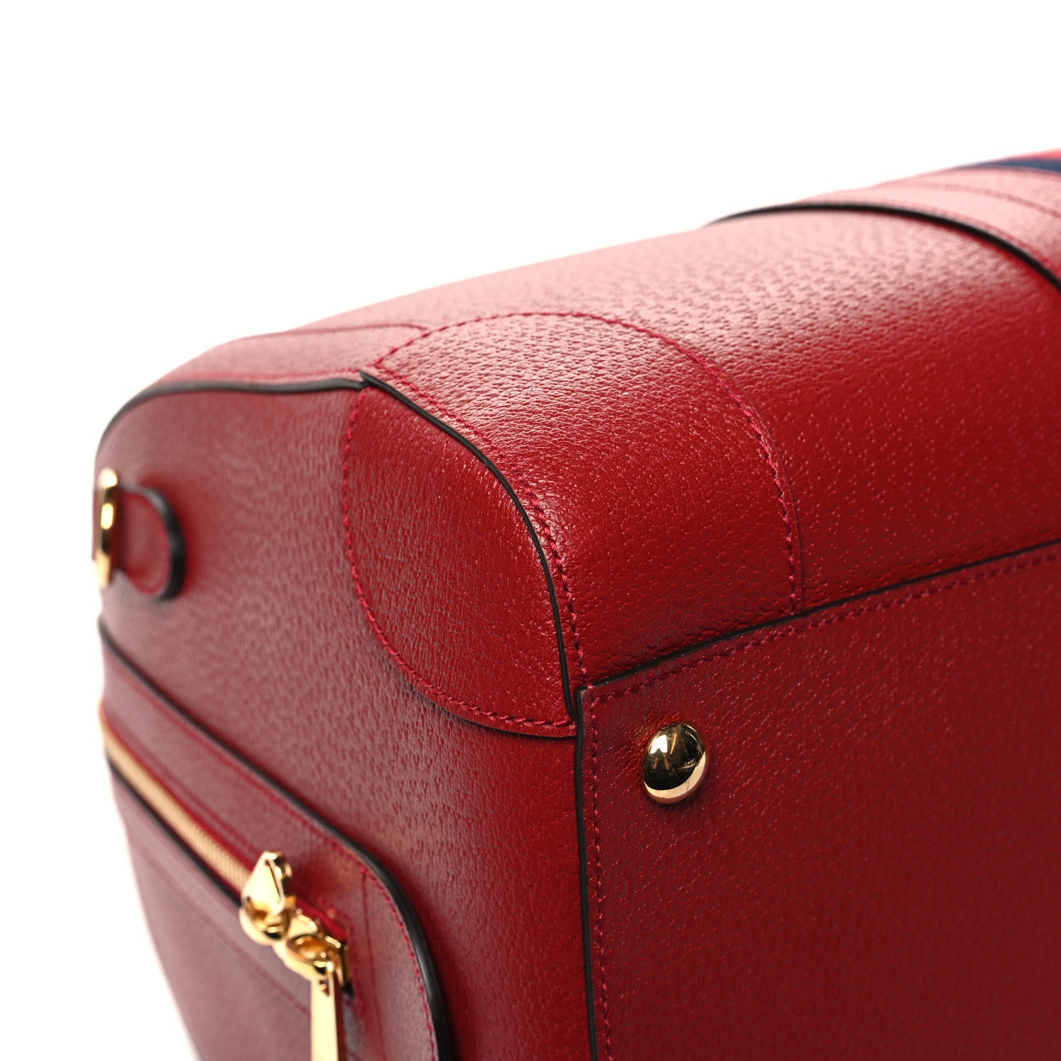 Gucci Textured Dollar Calfskin Web Large Duffle Bag Red 10 of 11